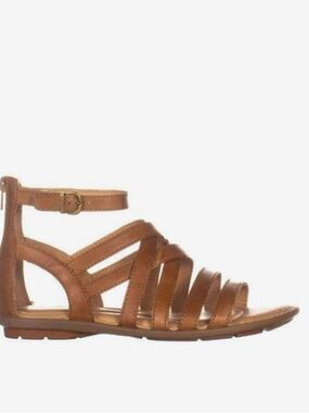 Børn Giverny Tan Leather Gladiator Sandals Strappy Ankle Zip Flat Women's Size 9